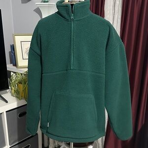 Madewell Men's Dark Green Half-Zip Fleece Pullover